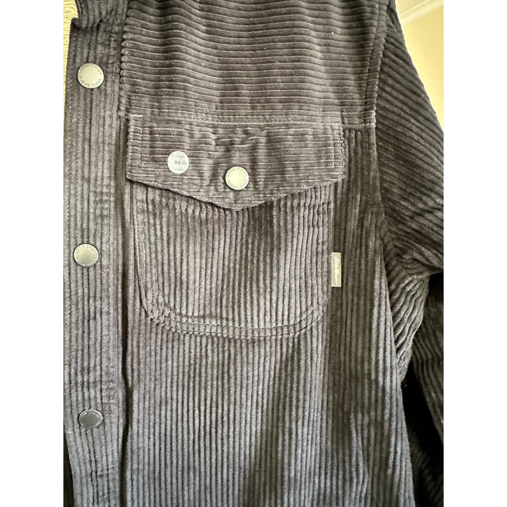 Eddie Bauer Men Black Corduroy Sherpa Lined Shirt Jacket Shacket M Gorpcore NWOT - Picture 10 of 11